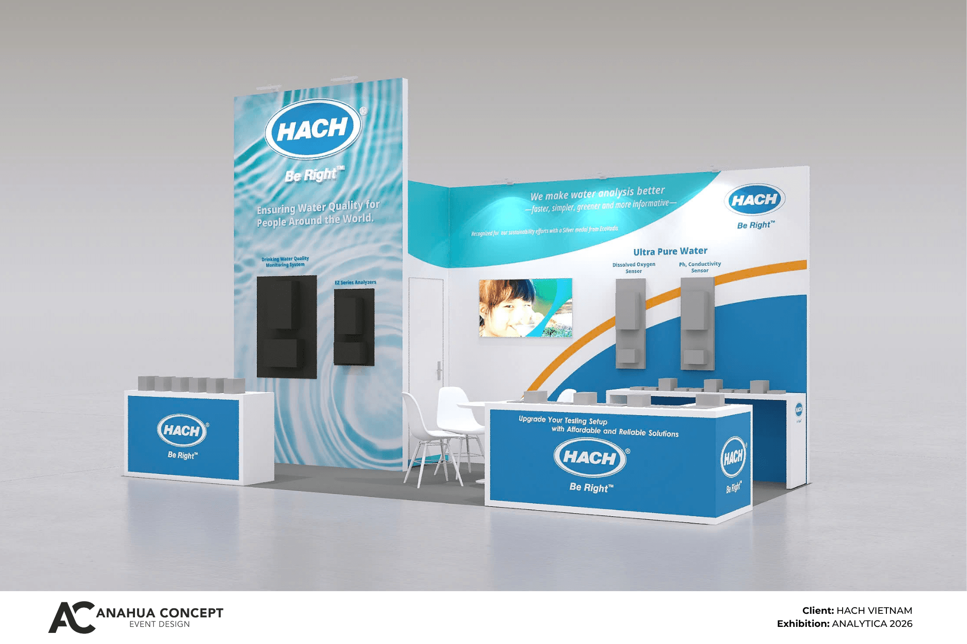Thiết kế gian hàng Hach Vietnam tại triển lãm Analytica 2026 - Anahua Concept
