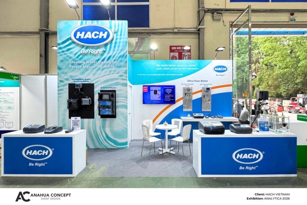 Build booth Hach Vietnam at Analytica exhibition Hanoi 2026 - Anahua Concept