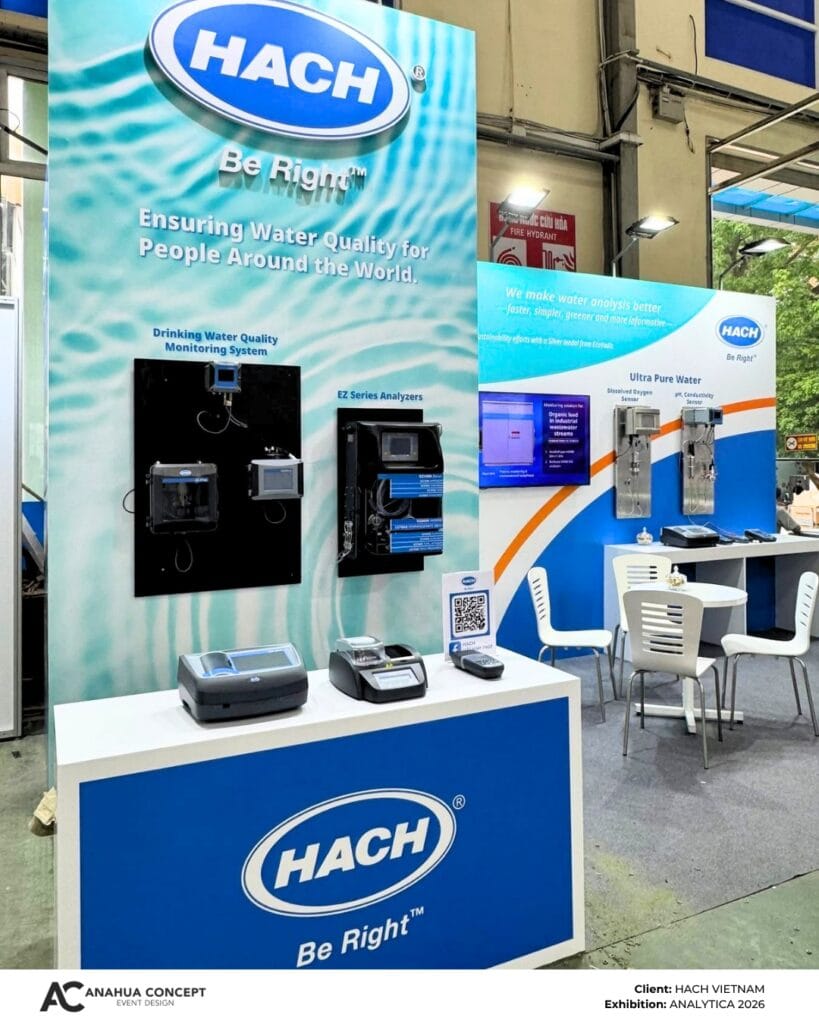 Booth design & build Hach Vietnam at Analytica Hanoi 2026 - Anahua Concept