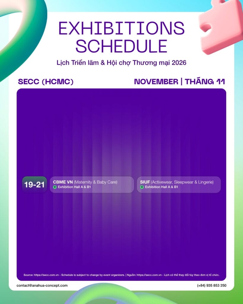 November 2026 trade show calendar at SECC highlighting the CBME and SIUF exhibitions