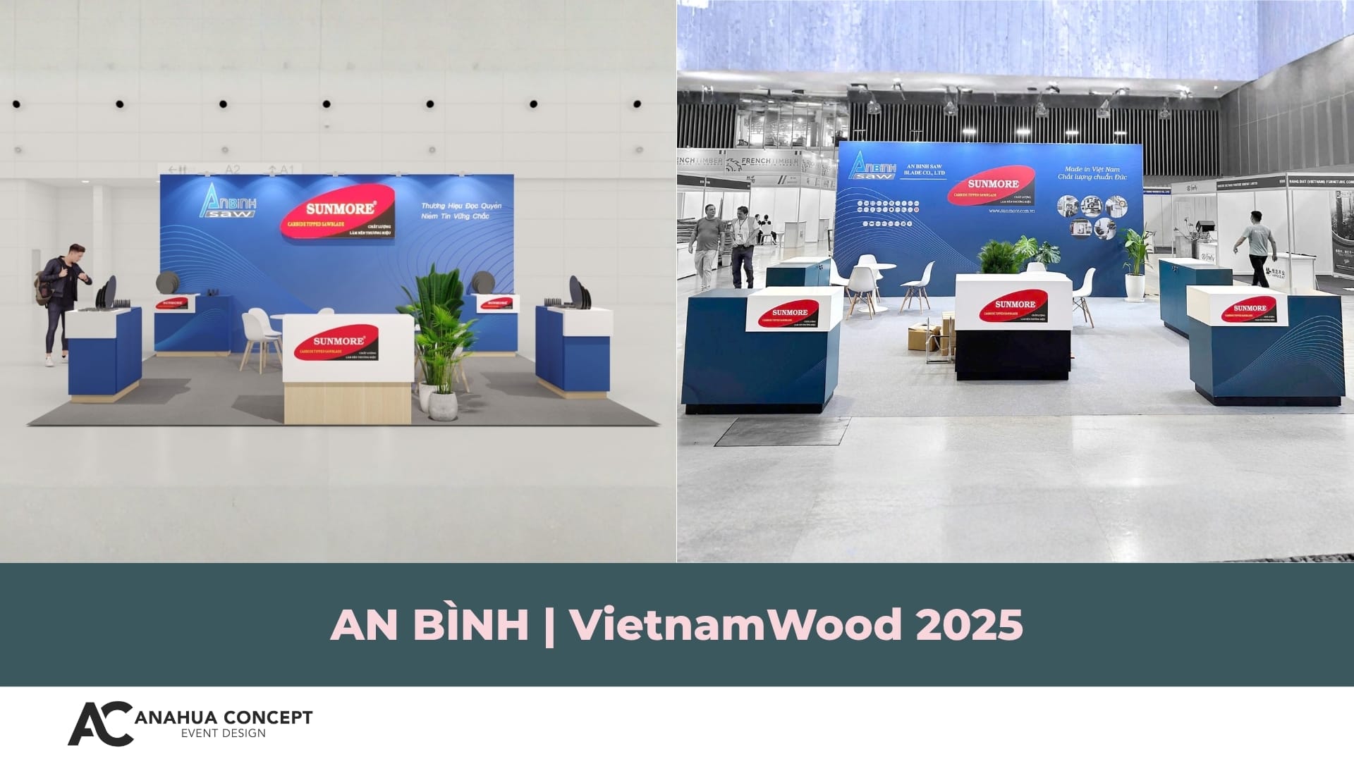 Gian hàng tại triển lãm thương mại VietnamWood 2025, nhãn hàng An Bình - Anahua Concept