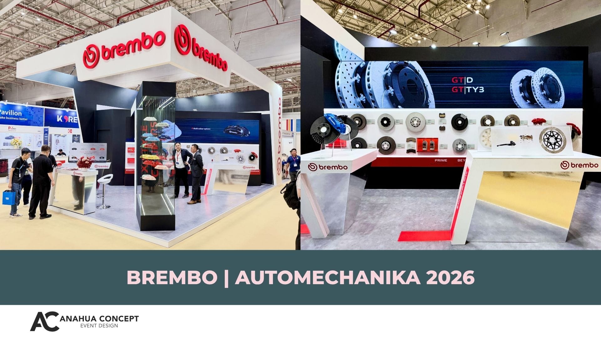 Thi công gian hàng triển lãm Brembo tại Automechanika 2026 do Anahua-Concept thực hiện