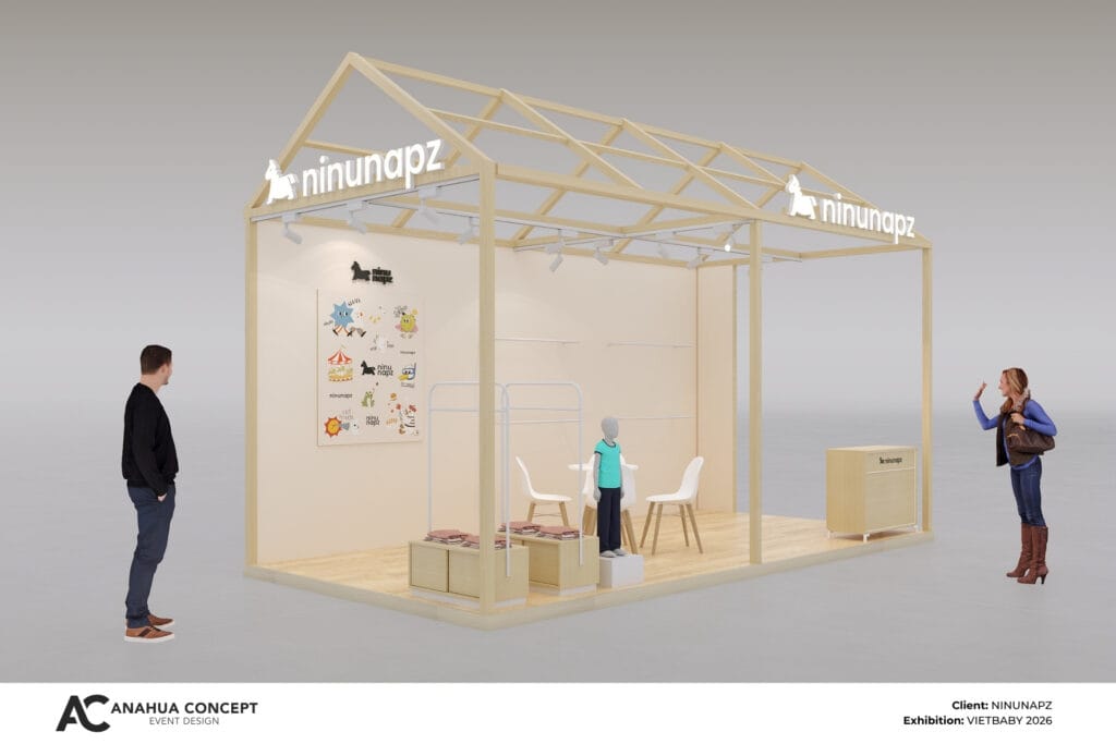 Visitor-focused exhibition space designed for Ninunapz at VietBaby 2026