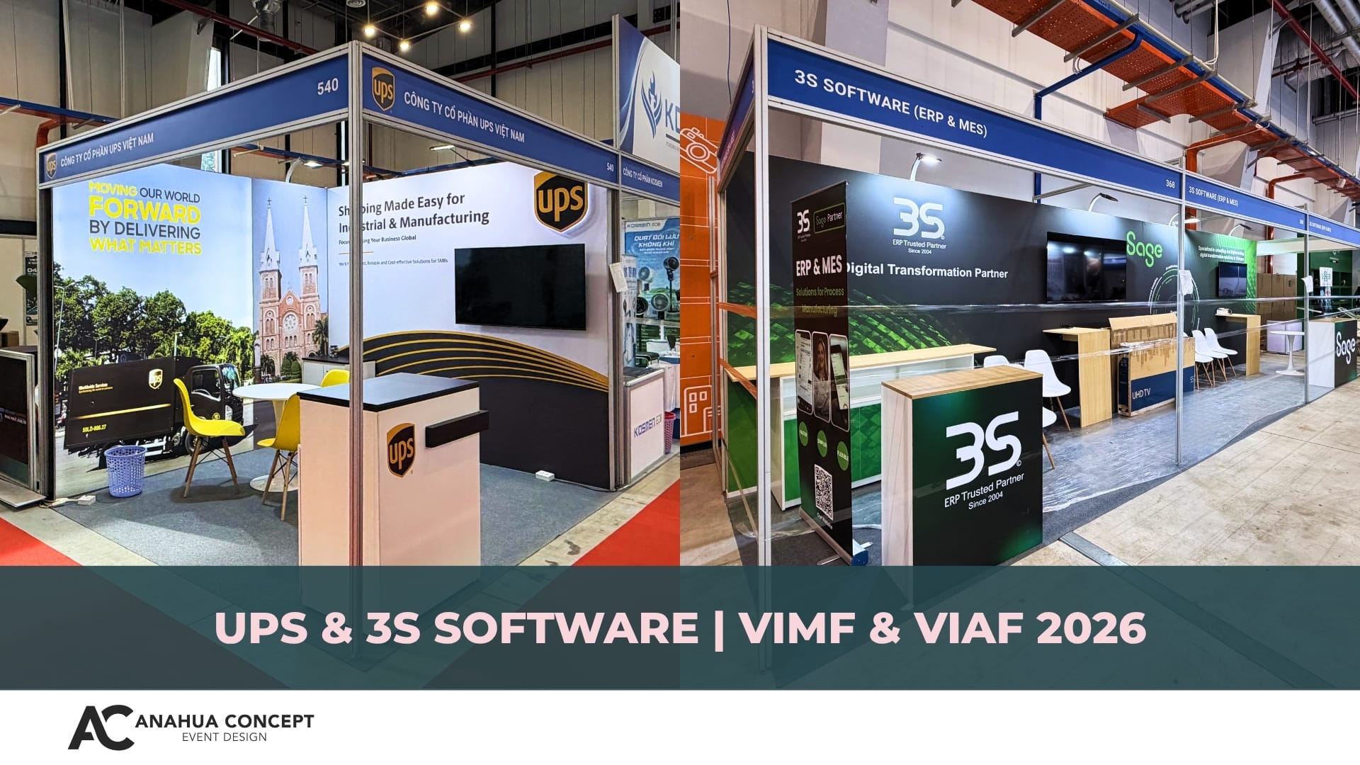 Octanorm exhibition booth design for UPS and 3S Software at VIMF & VIAF 2026