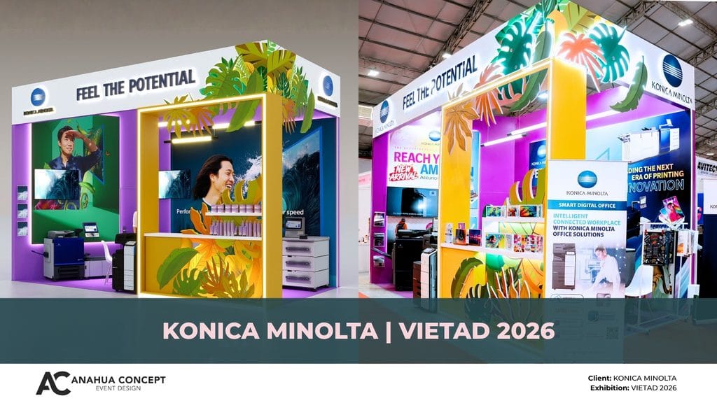 Toàn cảnh booth triển lãm Konica Minolta tại VietAd 2026