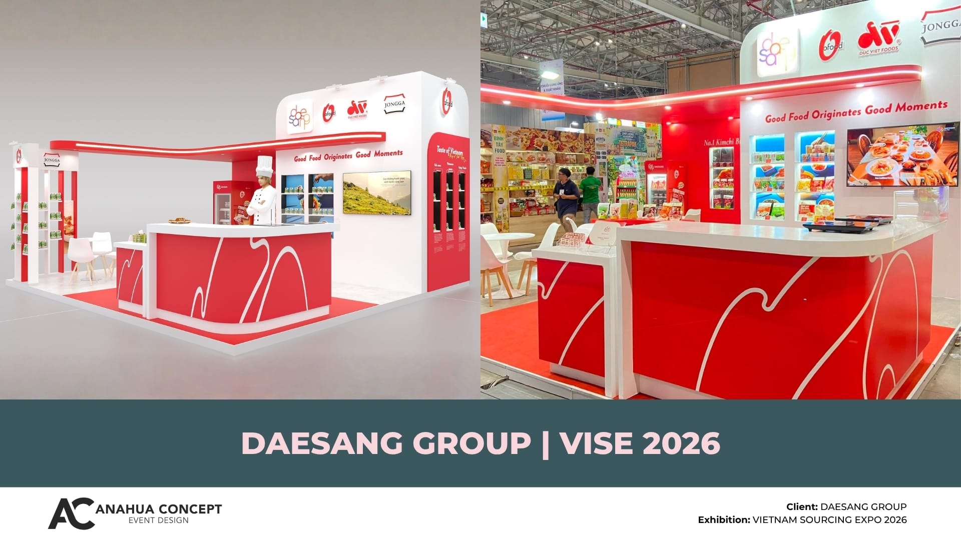 Daesang Group commercial booth designed and constructed for Vietnam International Sourcing Expo 2026